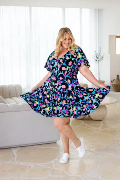 Proud Poppy Clothing Charlie Dress by Kasey Leopard by Kasey Rainbow Discount