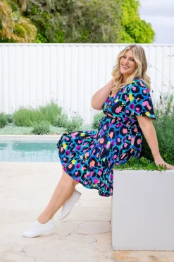 Proud Poppy Clothing Charlie Dress by Kasey Leopard by Kasey Rainbow Discount