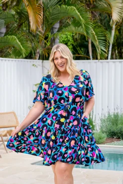 Proud Poppy Clothing Charlie Dress by Kasey Leopard by Kasey Rainbow Discount