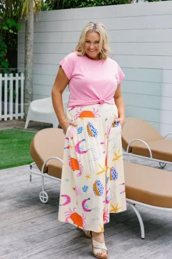 Proud Poppy Clothing Cheshire Bamboo Blend Skirt in Crabby Patty CrabbyPatty New
