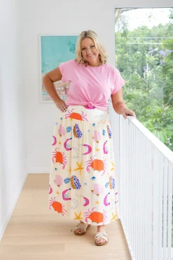 Proud Poppy Clothing Cheshire Bamboo Blend Skirt in Crabby Patty CrabbyPatty New