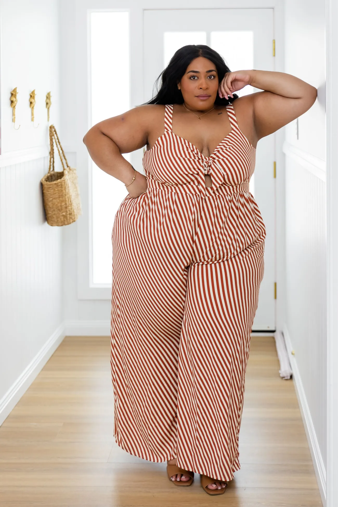 Proud Poppy Clothing Christina Jumpsuit in Candy Stripe Rust CandyStripeRust Clearance