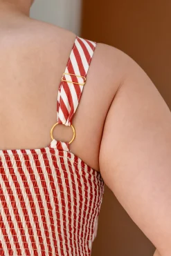 Proud Poppy Clothing Christina Jumpsuit in Candy Stripe Rust CandyStripeRust Clearance