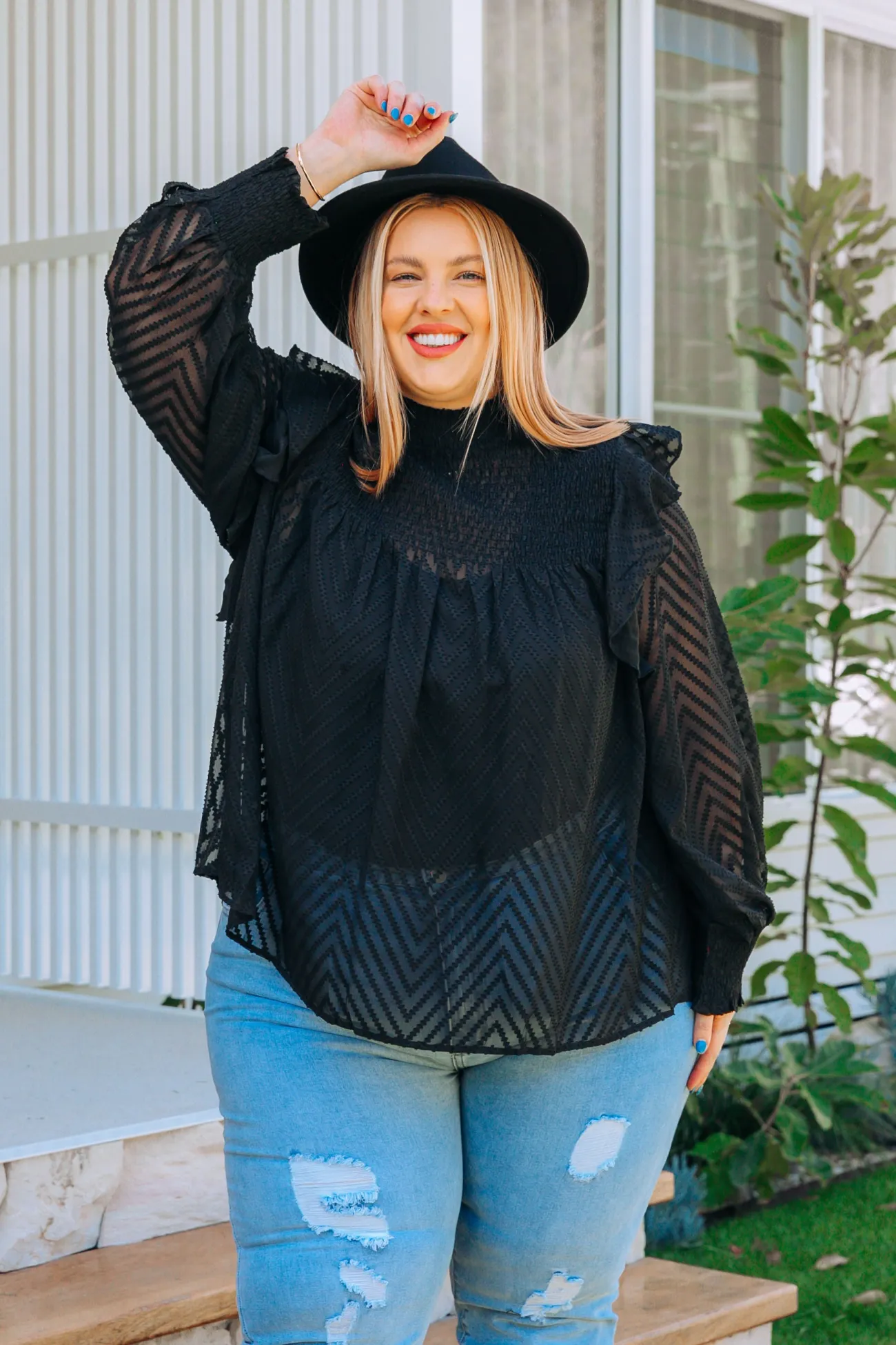 Proud Poppy Clothing Cora Long Sleeve Top in Black Clearance