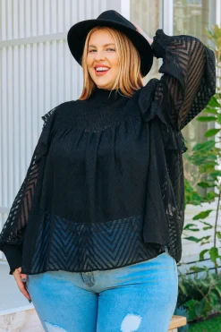 Proud Poppy Clothing Cora Long Sleeve Top in Black Clearance