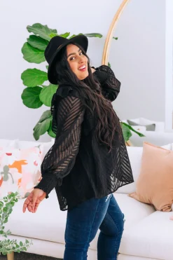 Proud Poppy Clothing Cora Long Sleeve Top in Black Clearance