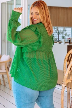 Proud Poppy Clothing Cora Long Sleeve Top in Green Hot