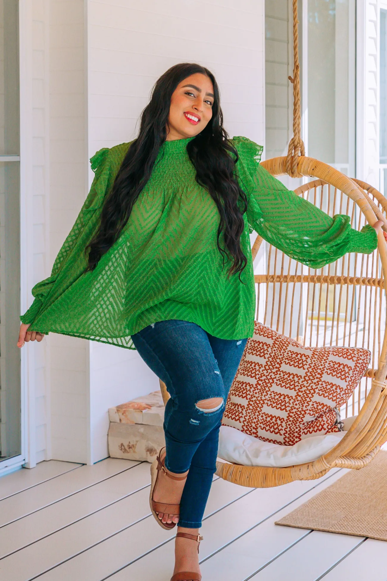 Proud Poppy Clothing Cora Long Sleeve Top in Green Hot