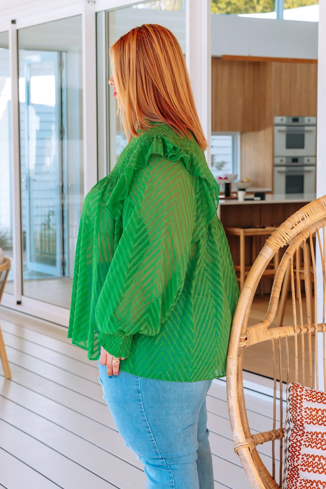 Proud Poppy Clothing Cora Long Sleeve Top in Green Hot