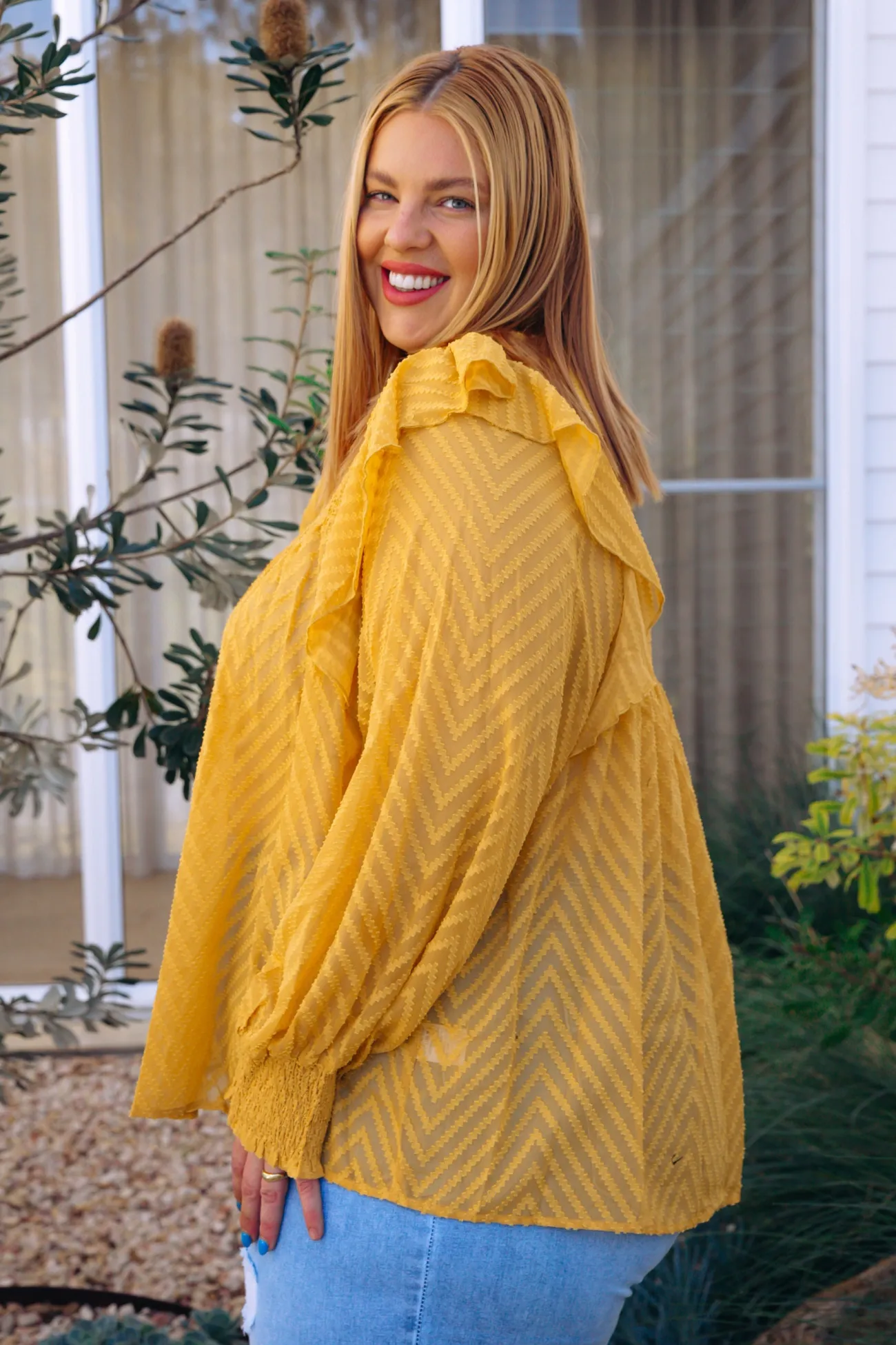Proud Poppy Clothing Cora Long Sleeve Top in Mustard Clearance