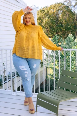 Proud Poppy Clothing Cora Long Sleeve Top in Mustard Clearance