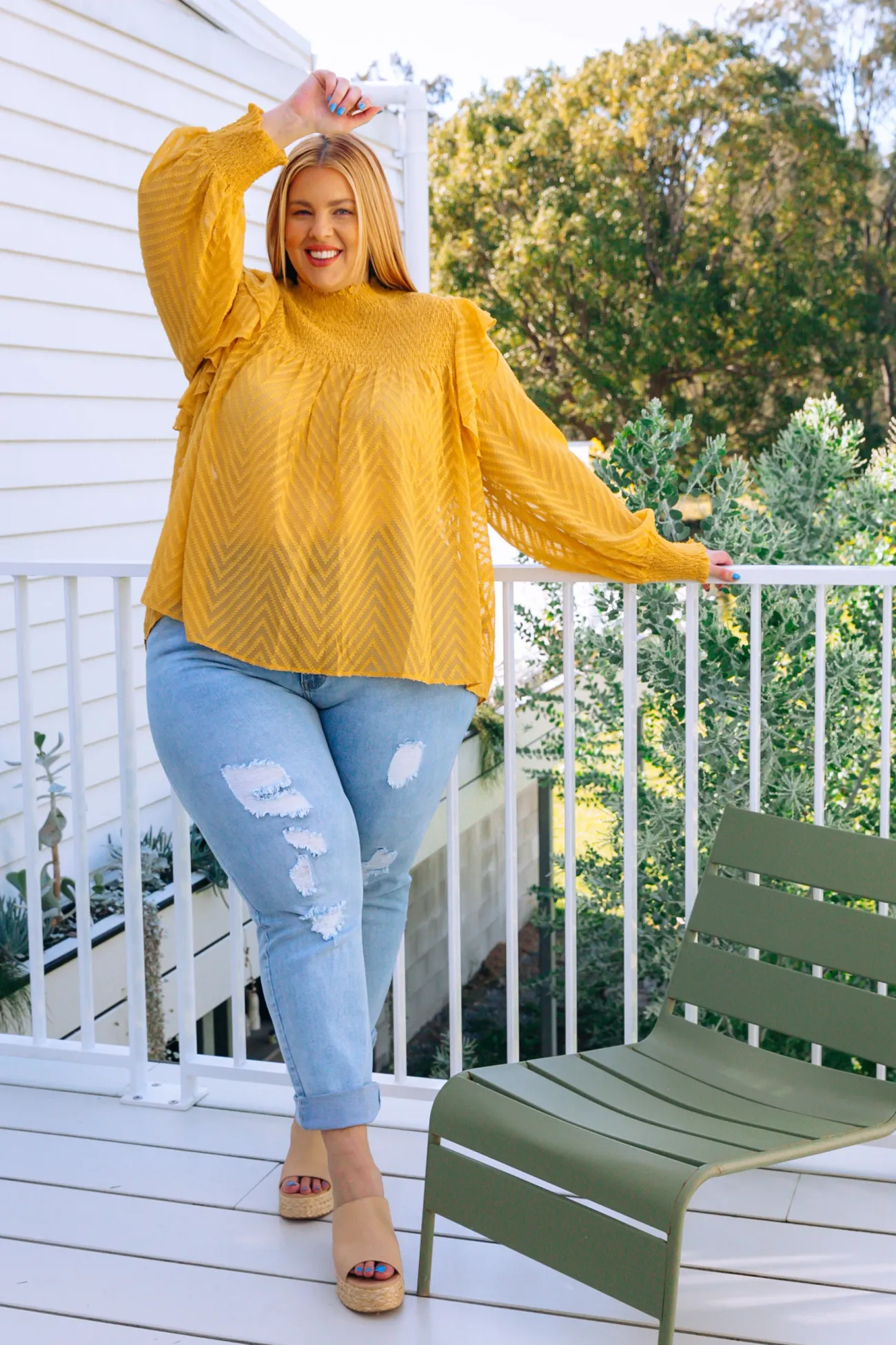Proud Poppy Clothing Cora Long Sleeve Top in Mustard Clearance