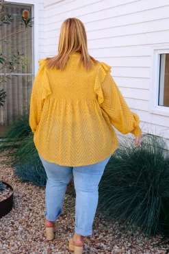 Proud Poppy Clothing Cora Long Sleeve Top in Mustard Clearance