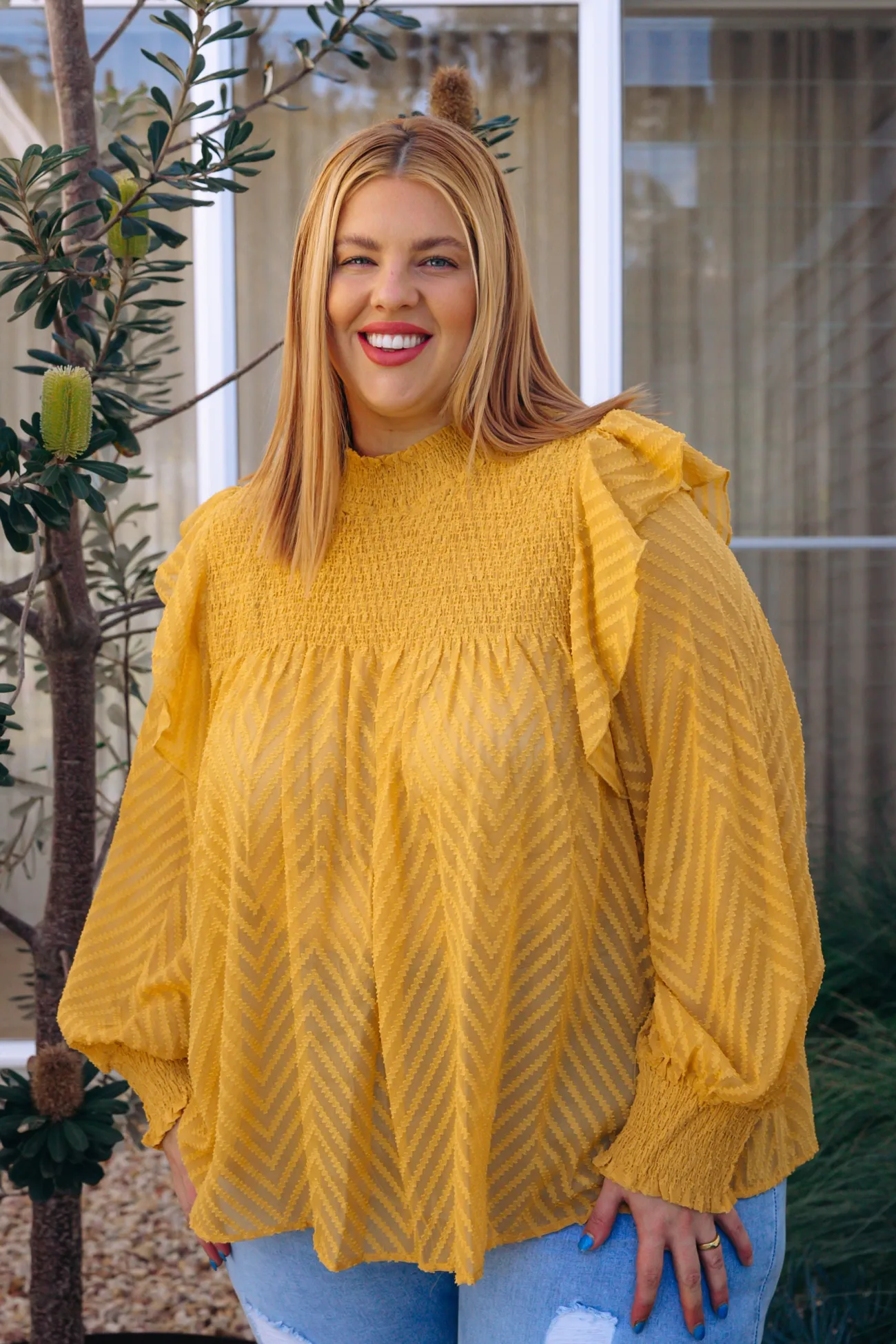 Proud Poppy Clothing Cora Long Sleeve Top in Mustard Clearance