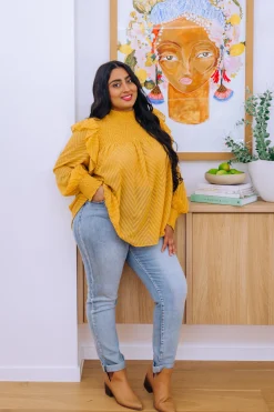 Proud Poppy Clothing Cora Long Sleeve Top in Mustard Clearance