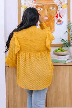 Proud Poppy Clothing Cora Long Sleeve Top in Mustard Clearance