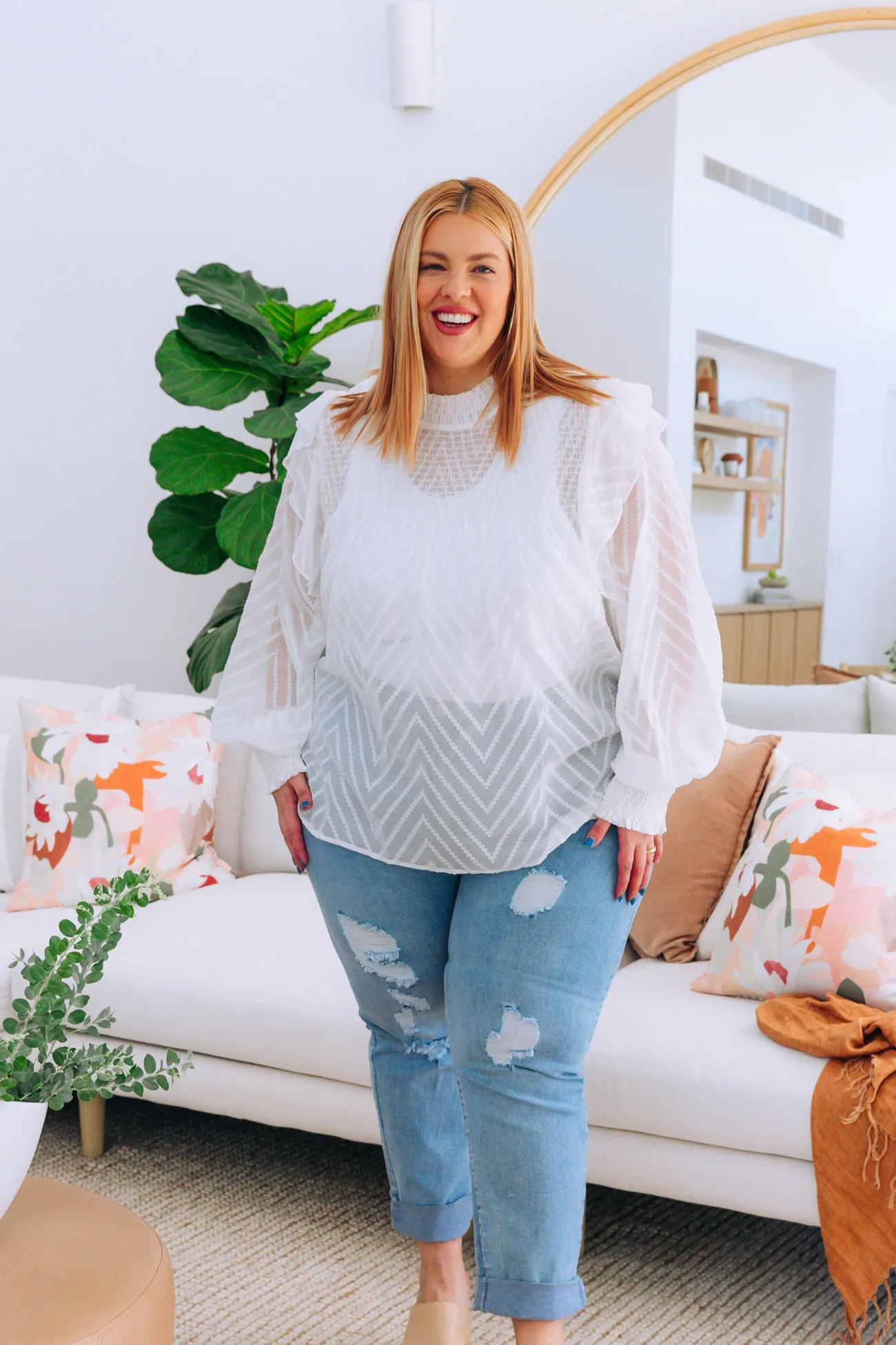 Proud Poppy Clothing Cora Long Sleeve Top in White Clearance