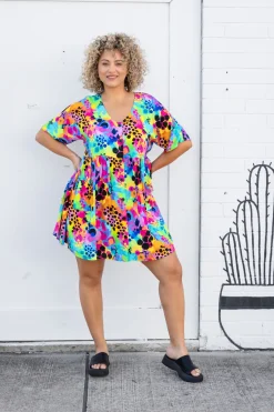 Proud Poppy Clothing Disco Dress in Messy Mind by Kasey Rainbow New