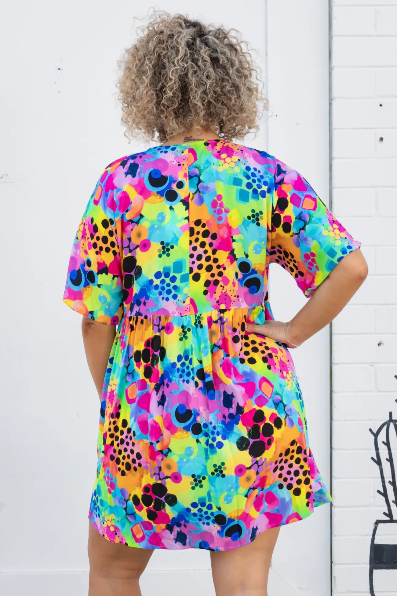 Proud Poppy Clothing Disco Dress in Messy Mind by Kasey Rainbow New