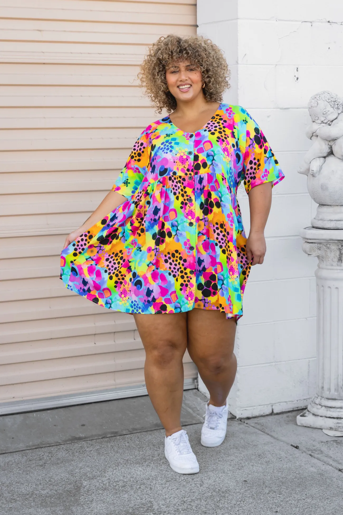 Proud Poppy Clothing Disco Dress in Messy Mind by Kasey Rainbow New