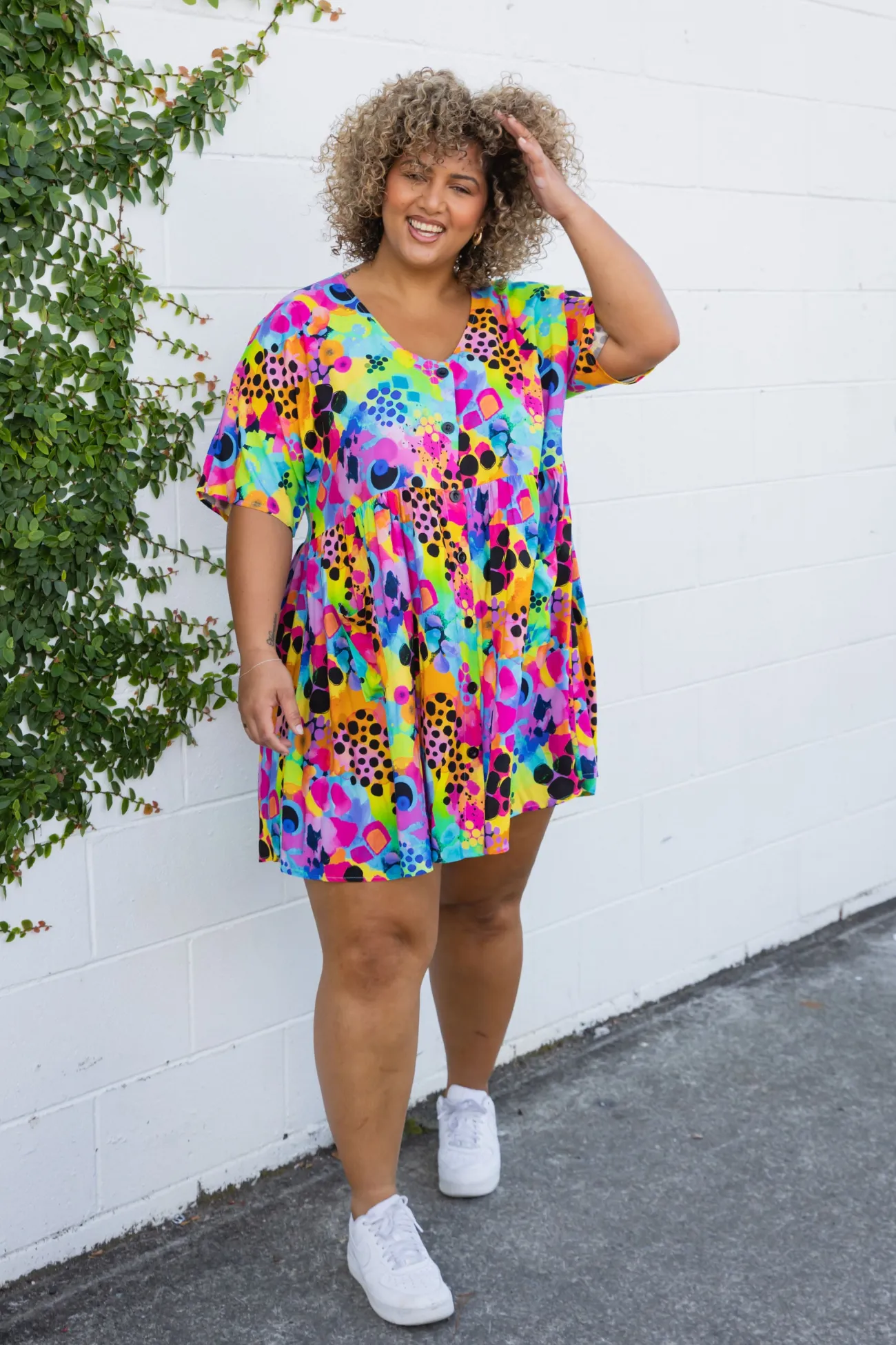 Proud Poppy Clothing Disco Dress in Messy Mind by Kasey Rainbow New