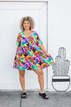 Proud Poppy Clothing Disco Dress in Messy Mind by Kasey Rainbow New