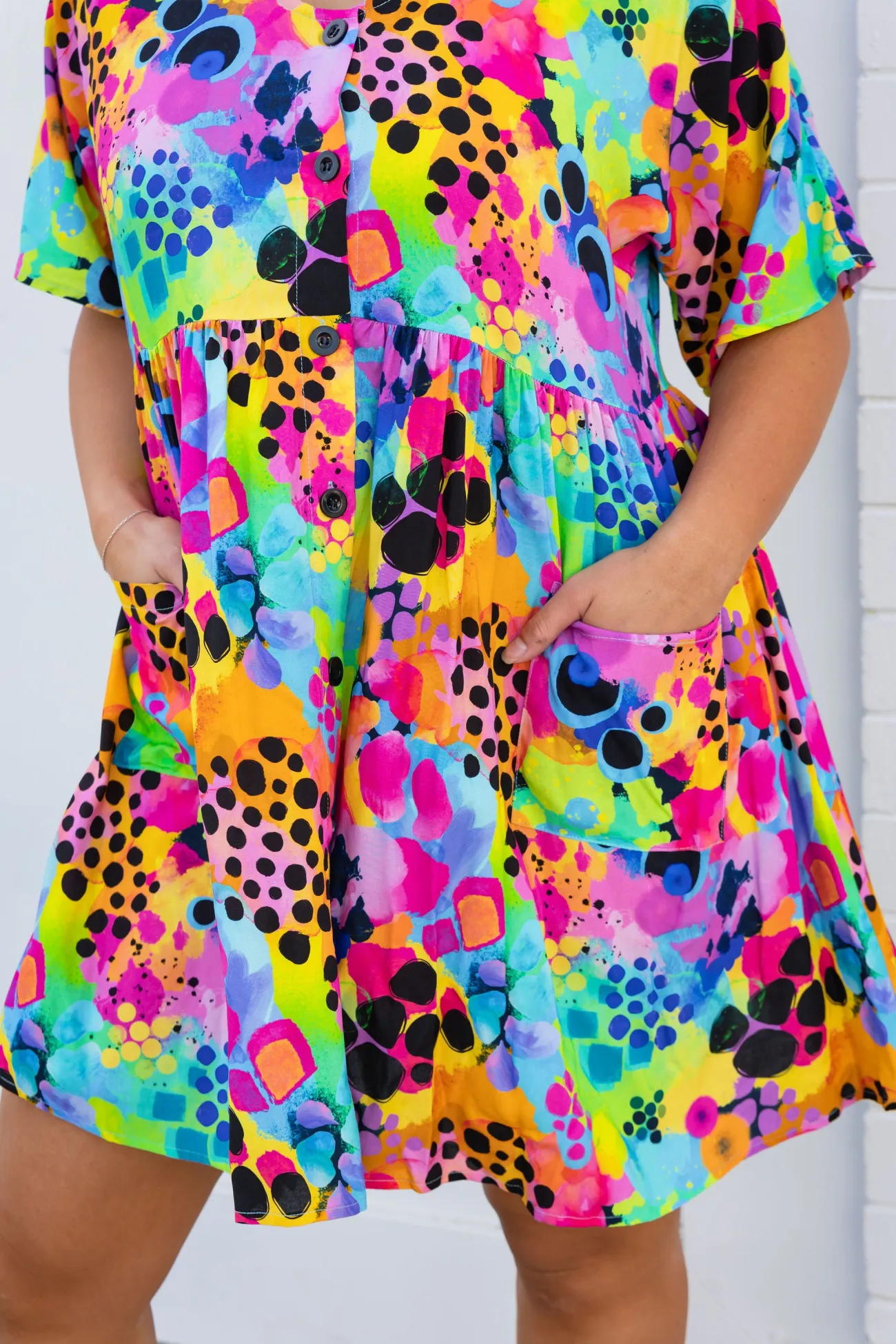 Proud Poppy Clothing Disco Dress in Messy Mind by Kasey Rainbow New