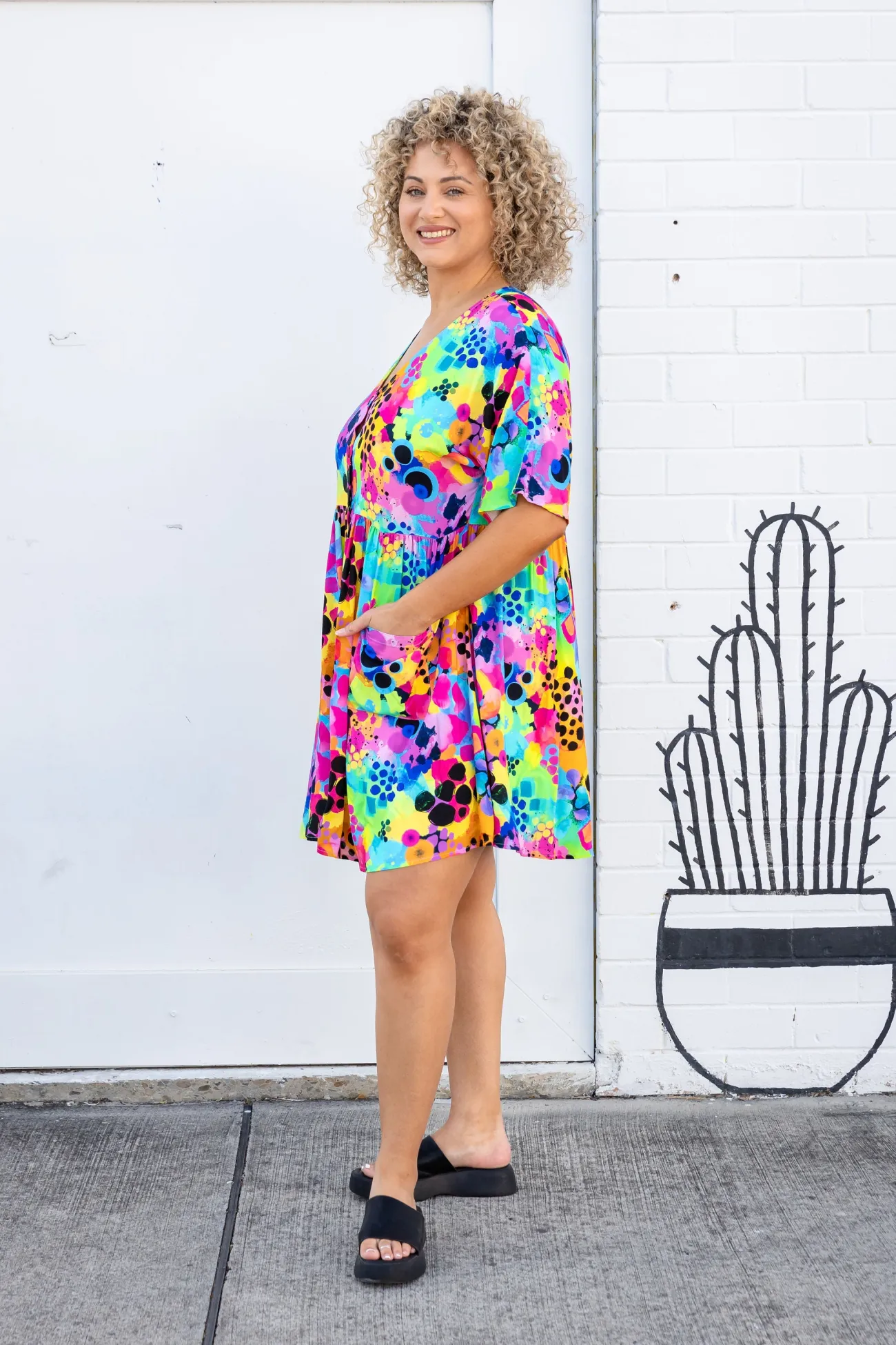 Proud Poppy Clothing Disco Dress in Messy Mind by Kasey Rainbow New