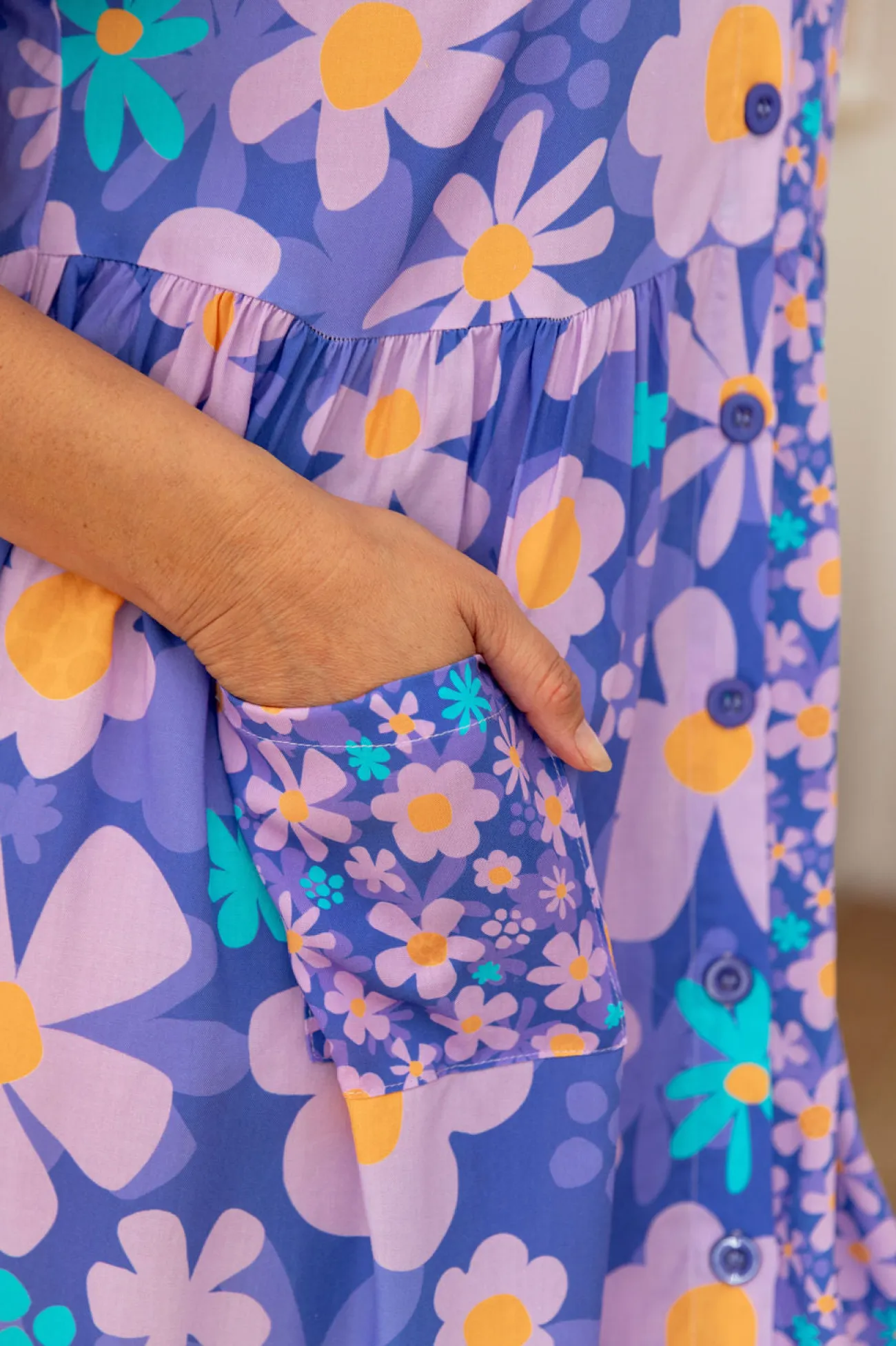 Proud Poppy Clothing Divine Dress in Lilac Daisies LilacDaisies New