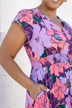 Proud Poppy Clothing Ellie Floral Maxi Dress in Purple Hot