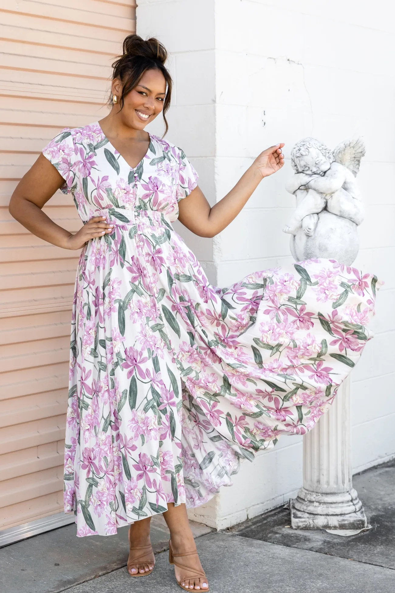 Proud Poppy Clothing Ellie Floral Maxi Dress in White Cream New
