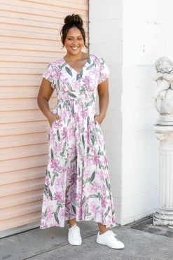 Proud Poppy Clothing Ellie Floral Maxi Dress in White Cream New