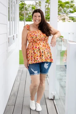 Proud Poppy Clothing Ellie Top in Sunshine Floral SunshineFloral Sale
