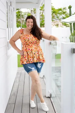 Proud Poppy Clothing Ellie Top in Sunshine Floral SunshineFloral Sale