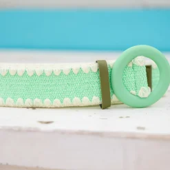 Proud Poppy Clothing Extra Length Stretch Belt with Green Buckle Best