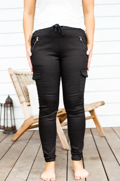 Proud Poppy Clothing Florence Denim Joggers in Black Clearance
