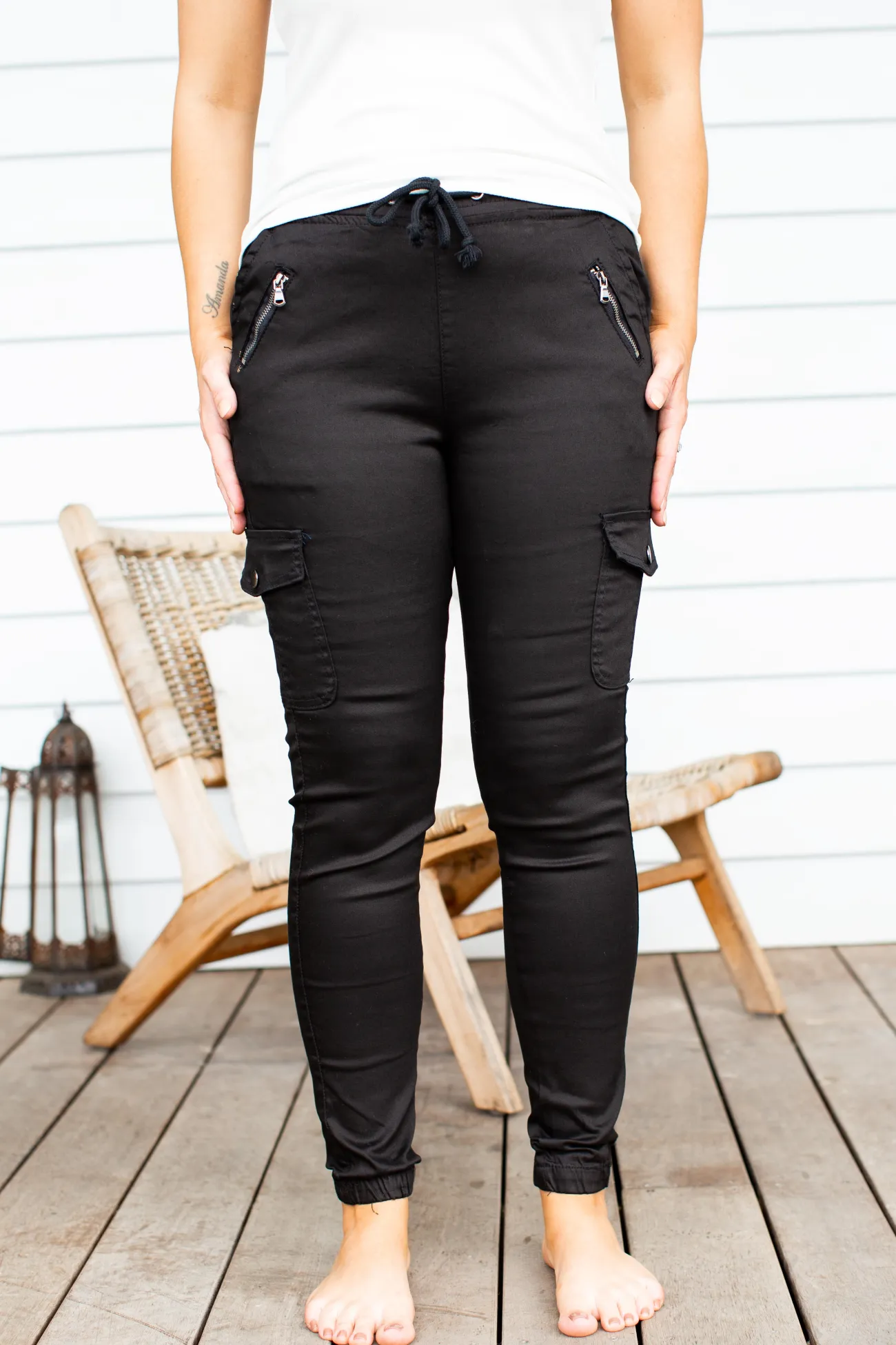 Proud Poppy Clothing Florence Denim Joggers in Black Clearance