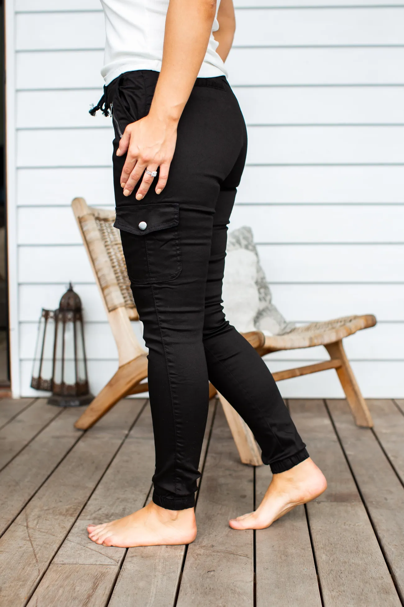 Proud Poppy Clothing Florence Denim Joggers in Black Clearance