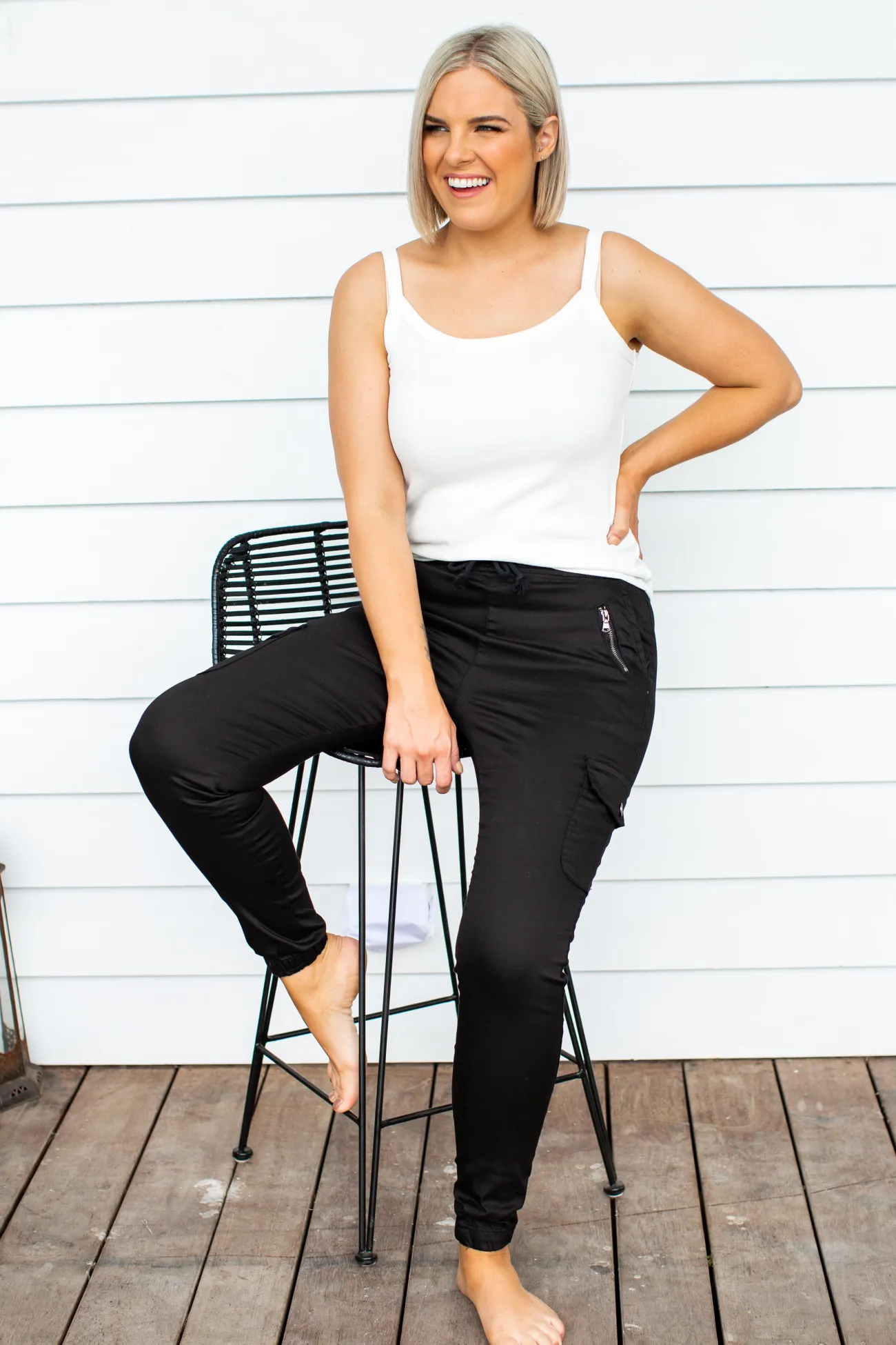 Proud Poppy Clothing Florence Denim Joggers in Black Clearance