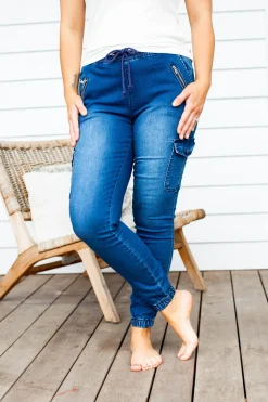 Proud Poppy Clothing Florence Denim Joggers in Dark Blue DarkBlue Outlet