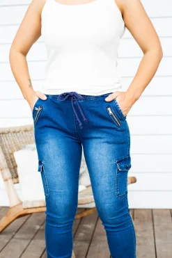 Proud Poppy Clothing Florence Denim Joggers in Dark Blue DarkBlue Outlet