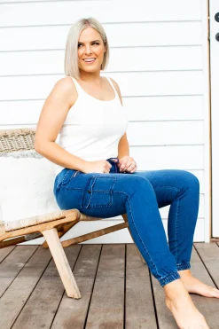 Proud Poppy Clothing Florence Denim Joggers in Dark Blue DarkBlue Outlet