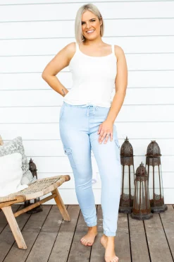 Proud Poppy Clothing Florence Denim Joggers in Light Blue LightBlue Outlet
