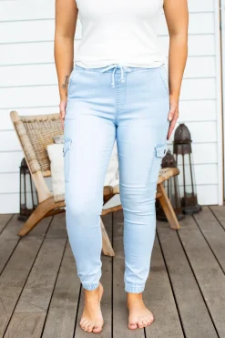 Proud Poppy Clothing Florence Denim Joggers in Light Blue LightBlue Outlet