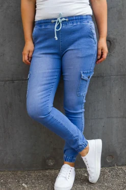 Proud Poppy Clothing Florence Denim Joggers in Sky Blue SkyBlue Clearance
