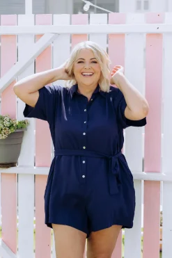 Proud Poppy Clothing Giulia Playsuit in Navy Fashion
