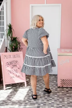 Proud Poppy Clothing Greta Party Dress in Gingham Black GinghamBlack New