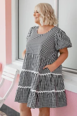 Proud Poppy Clothing Greta Party Dress in Gingham Black GinghamBlack New