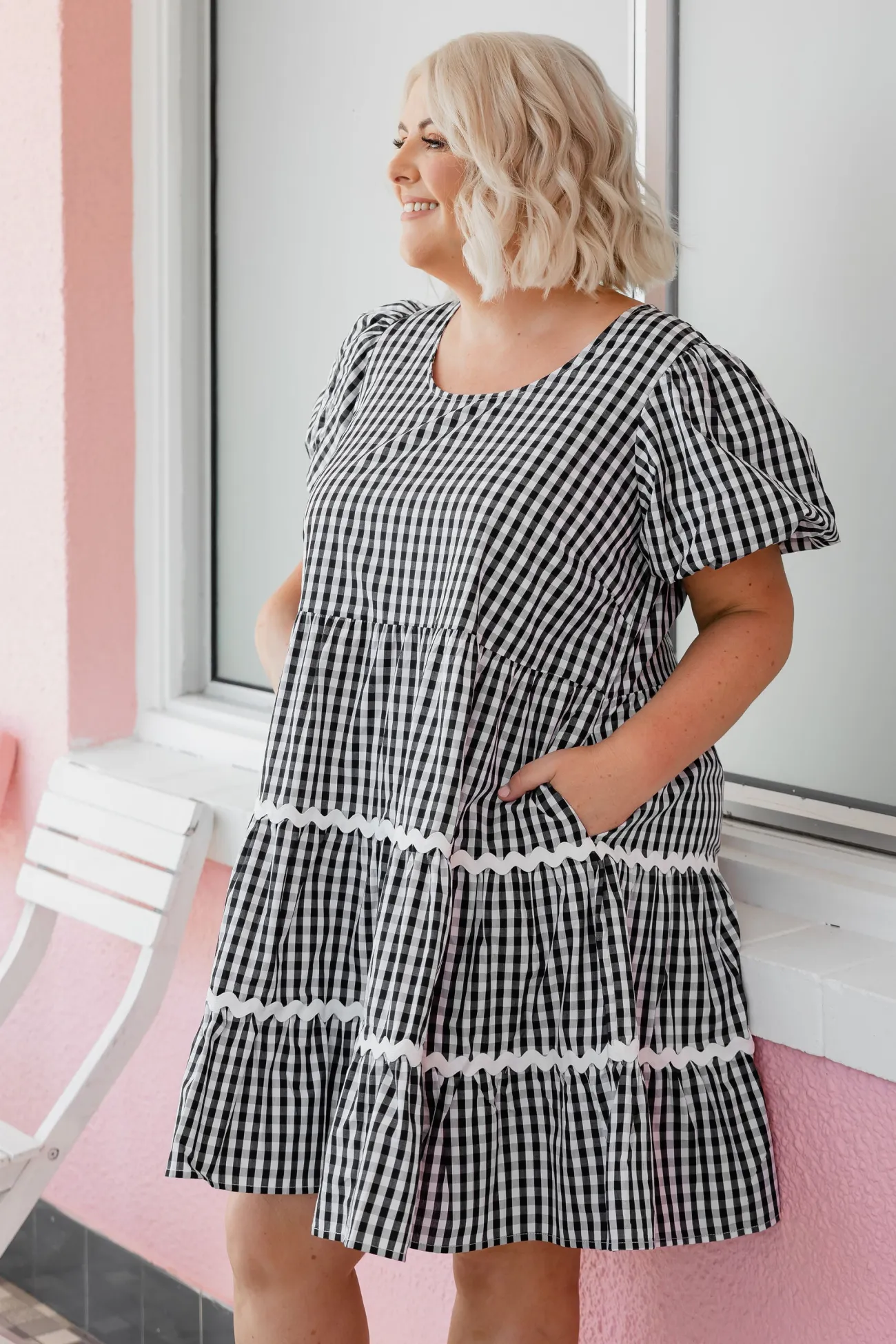 Proud Poppy Clothing Greta Party Dress in Gingham Black GinghamBlack New