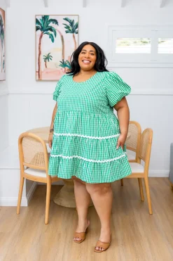Proud Poppy Clothing Greta Party Dress in Gingham Green GinghamGreen New